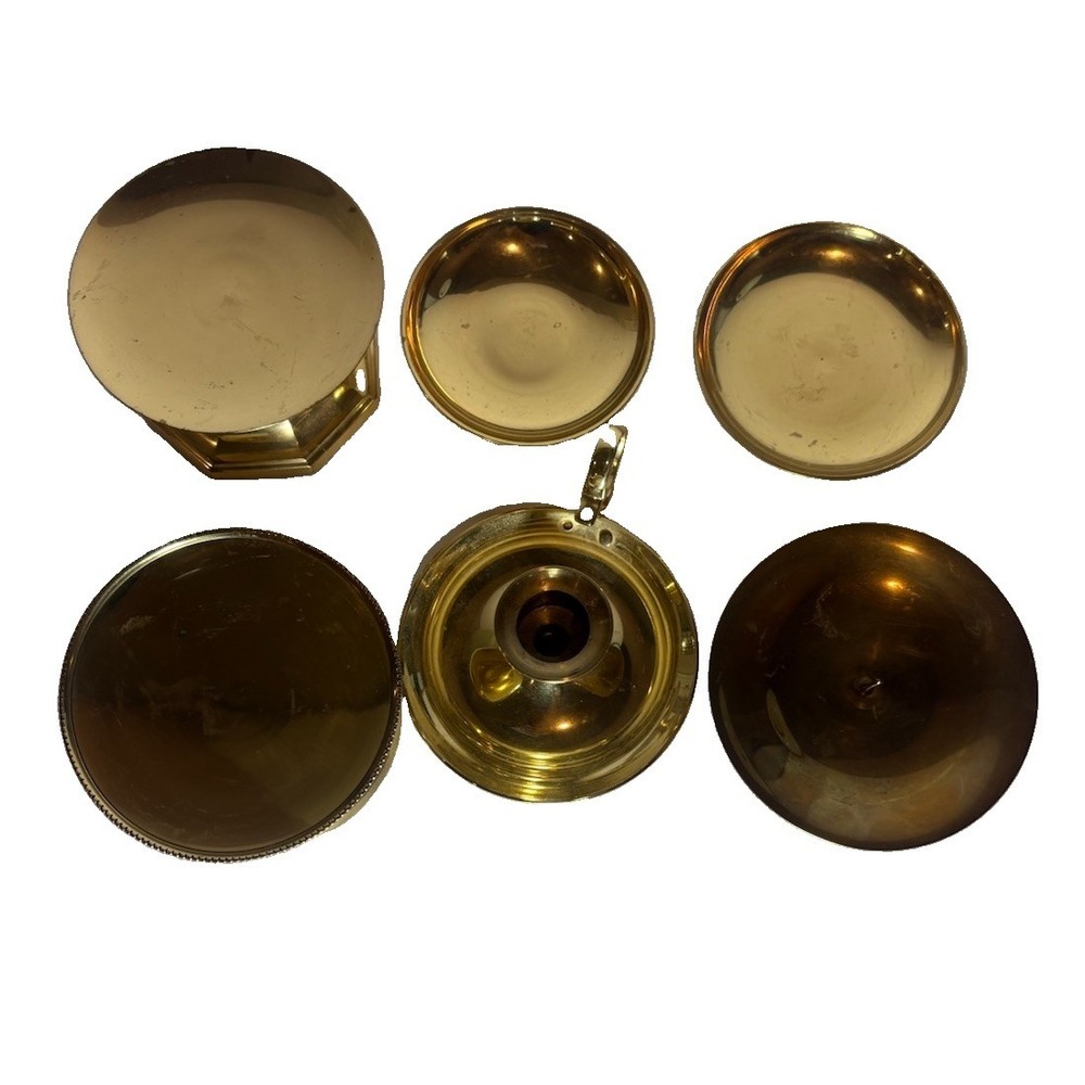 6 Vintage Brass Candle Holders - Mixed Size Lot Chamberstick Wedding Decor